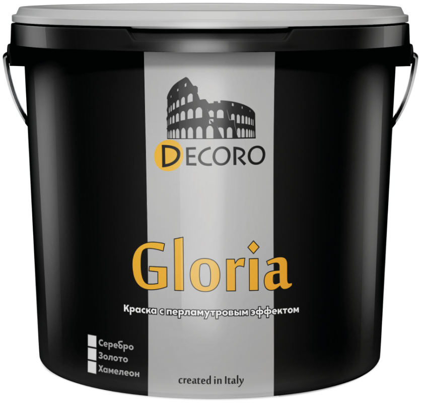 Gloria (Глория) фактурная краска с перламутровым эффектом для декоративных эффектов. Серебро