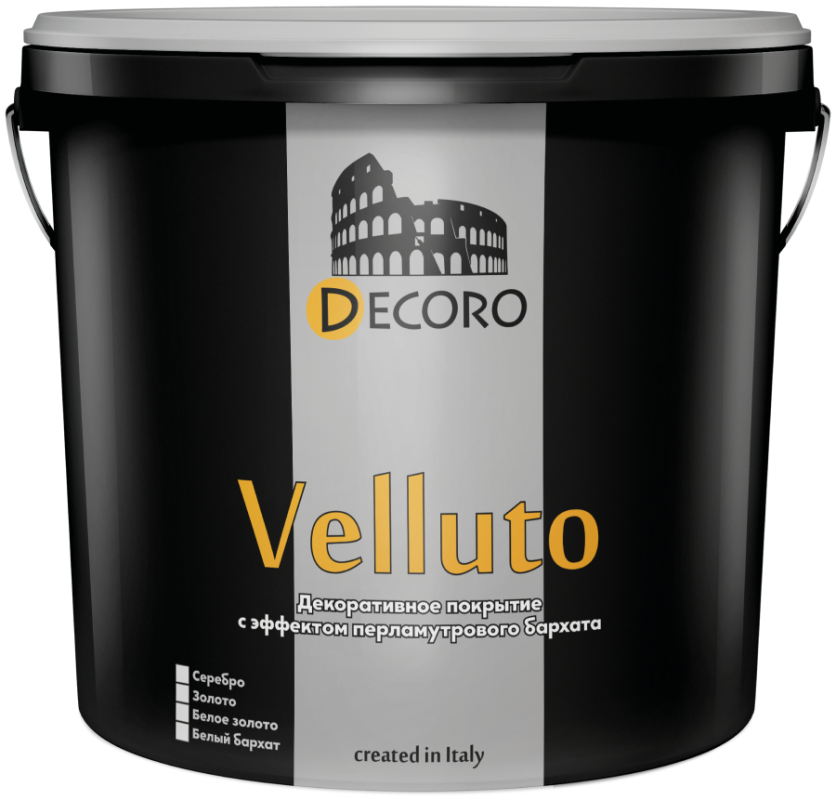 Velluto (Велюто) декоративное покрытие (эффект перламутрового бархата). Серебро
